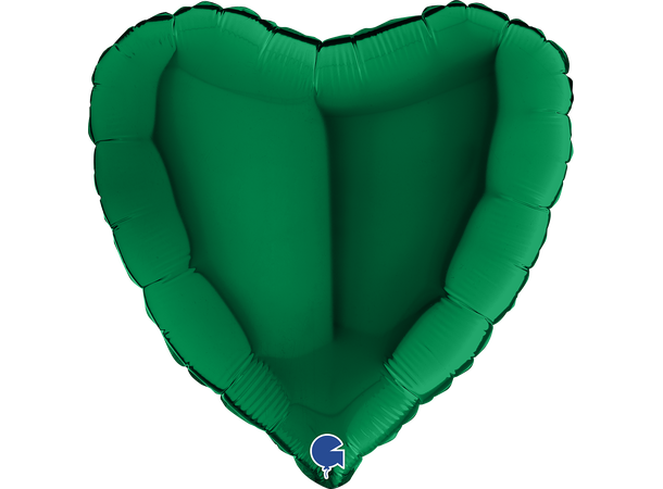 Ensfarget - Dark Green 1 Folieballong - Hjerte - 18" (43cm)