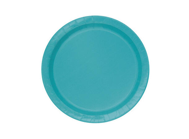 Ensfarget Turkis - Plastfri 8 Runde tallerkener i papp - 23cm