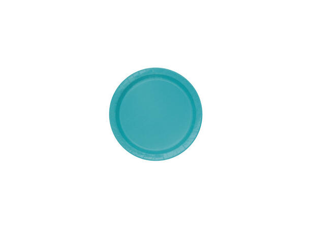 Ensfarget Turkis - Plastfri 8 Runde tallerkener i papp - 23cm