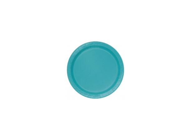 Ensfarget Turkis - Plastfri 8 Runde tallerkener i papp - 23cm