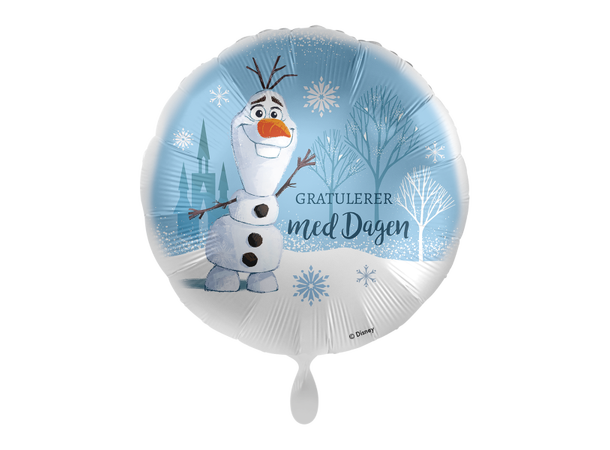 Gratulerer med dagen - Frozen Olaf 1 Folieballong rund - 17" - (43cm)