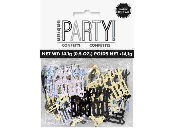 Konfetti - Happy Birthday - Svart 14g