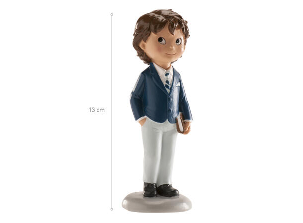 Konfirmasjon - Gutt med blå jakke 1 Kakefigur i plast - 13cm 
