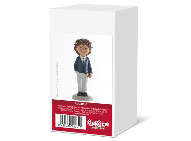 Konfirmasjon - Gutt med blå jakke 1 Kakefigur i plast - 13cm 