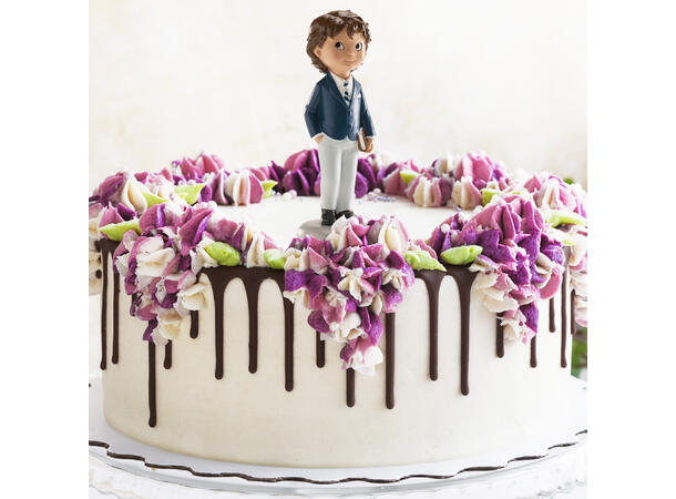 Konfirmasjon - Gutt med blå jakke 1 Kakefigur i plast - 13cm 