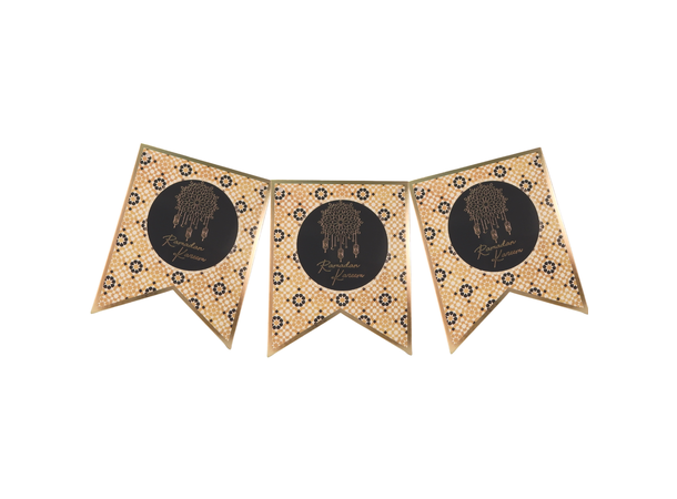 Ramadan Kareem Party - Black & Gold 1 Banner i papir - 2m