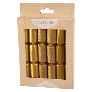 Smell Bon-Bon gull metallic glitter 3ass 6 stk 15 cm lange, med knall,vits &amp; hatt