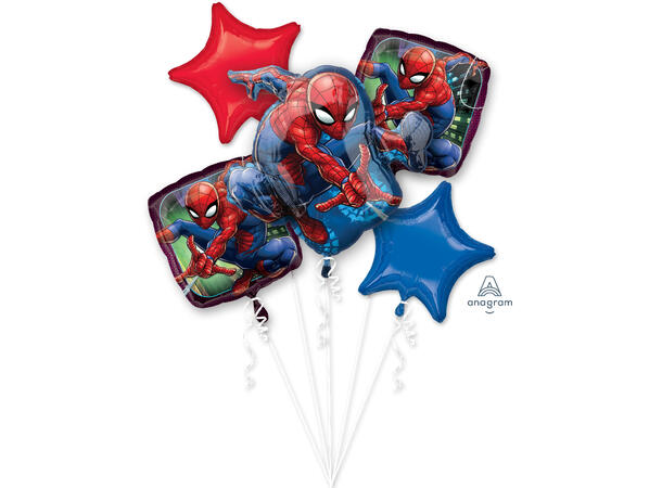 Spider-Man 1 Folieballong bukett - 5 ballonger 