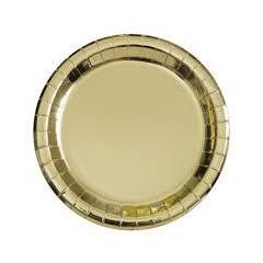 Tallerken - Gull Metallic 23cm - 8pk