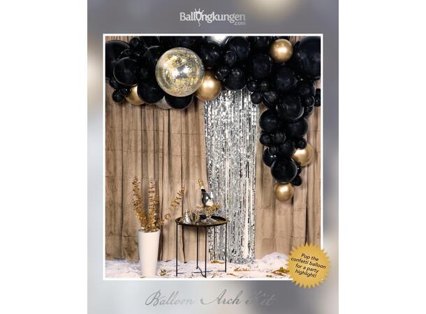 Ballongbuekit - Sort & Gull Chrome 1 Ballongdekorasjon av gummiballonger