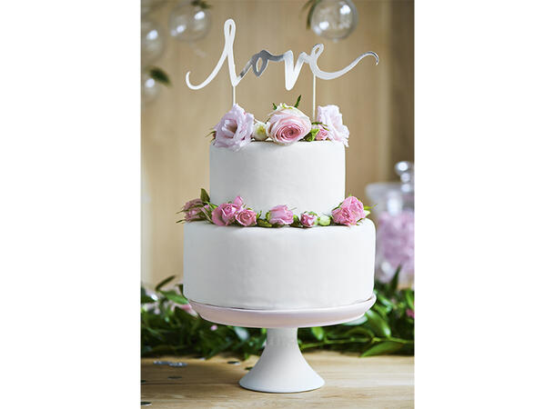 Cake topper- Love, sølv 1 Kaketopp - 17 cm 
