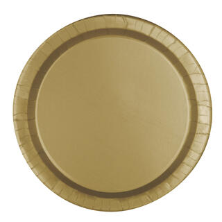 Ensfarget Gull - Plastfri 8 Runde tallerkener i papp - 23cm
