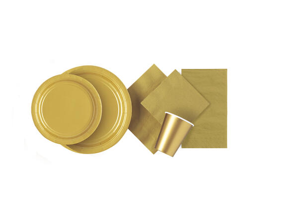 Ensfarget Gull - Plastfri 8 Runde tallerkener i papp - 23cm 