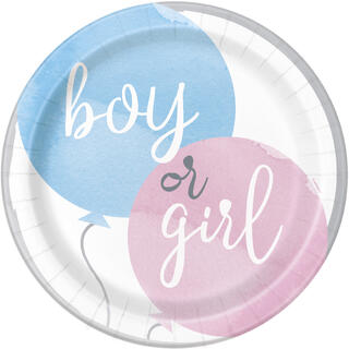 Gender Reveal Party 8 Plastfrie tallerkener i papp - 23cm