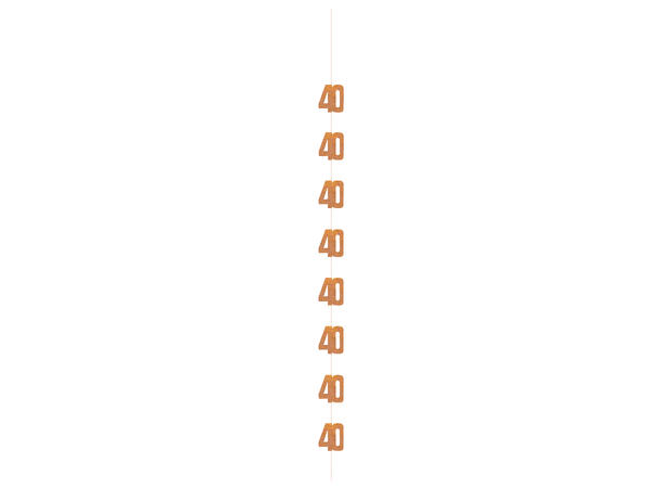Hengende dekorasjon - 40 År - Rosegull 152cm - 6pk