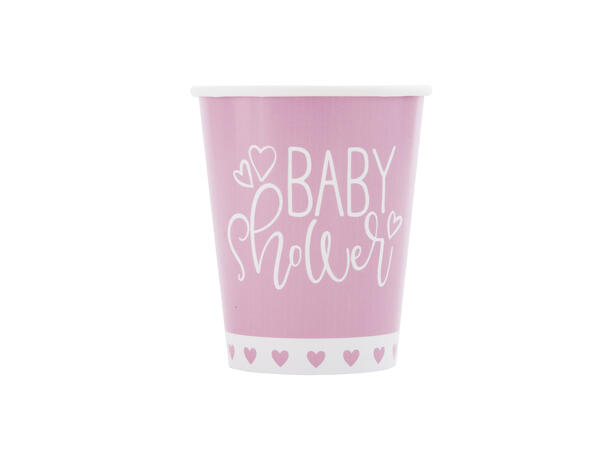 Kopper - "Baby Shower"  - Rosa Hjerter 2.5dl - 8pk