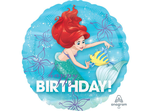 Ariel Dream Big - Happy Birthday 1 Folieballong - Rund - 18" (43cm)