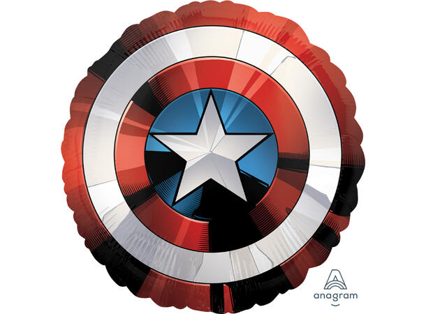 Avengers - Captain Amerikca skjold 1 Folieballong Rund -  71cm (28") 