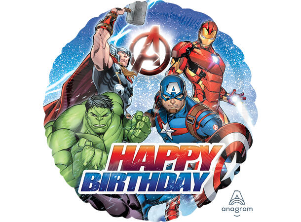 Avengers - Happy Birthday 1 Folieballong - Rund - 18" (43cm) 