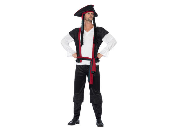 Aye Aye piratkaptein kostyme - Sort 1 kostyme til herre - Str L