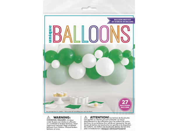 Ballongbuekit - Hvit/Grønn - Botanical 1 Sett med ca 30 ballonger 