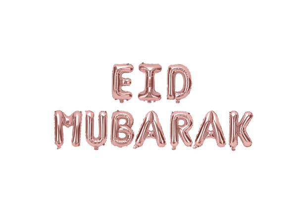 Ballongord - "Eid Mubarak" - Rosegull Ballongord - 10 ballonger - 41cm (16")