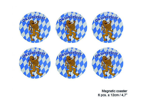 Drikkebrikke - Oktoberfest - Magnetisk 6 Brikker - 12cm