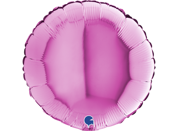 Ensfarget - Fuxia 1 Folieballong - Rund - 18" (43cm)