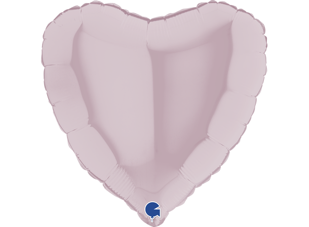 Ensfarget - Pastel Pink 1 Folieballong - Hjerte - 18" (43cm)