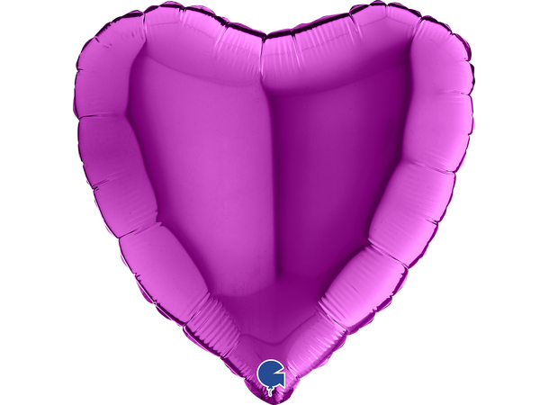 Ensfarget - Purple 1 Folieballong - Hjerte - 18" (43cm)
