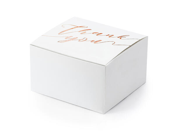 Gavebokser - "Thank You" - Hvite 10 Gavebokser i papir - 6x3,5x5,5cm