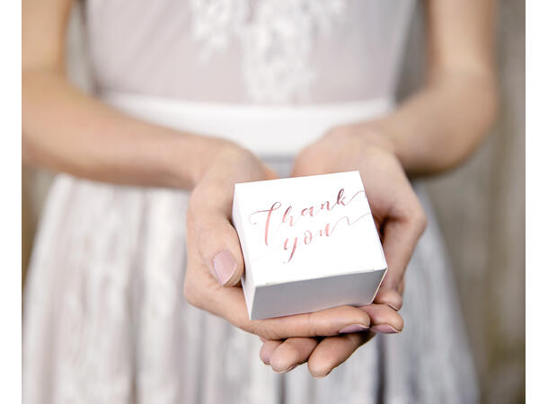 Gavebokser - "Thank You" - Hvite 10 Gavebokser i papir - 6x3,5x5,5cm