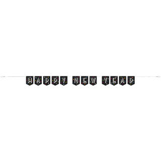 Happy New Year - Neon Prikker 1 Blokkbanner i papir - 2,43m