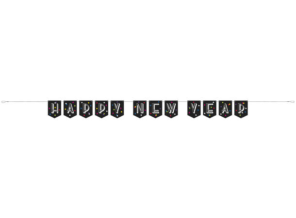 Happy New Year - Neon Prikker 1 Blokkbanner i papir - 2,43m
