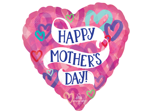 Mother's Day Layered Hearts 1 Folieballong - Hjerte - 18" (43cm) 