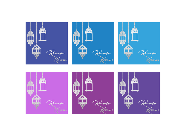 Ramadan - Evening Silver Foil 6 Takkekort i papir - 15x15cm