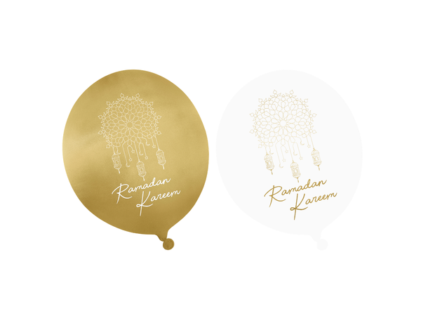 Ramadan Kareem Party - Gold & White 10 Gummiballonger - 30cm (12")