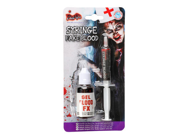 Falskt blod med sprøyte 1 Sprøyte med 5ml og flaske med 27ml