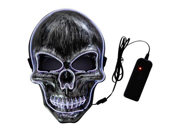 LED Maske - Skalle - Hvit 1maske med LED lys - 2xAA batt ikke inkl