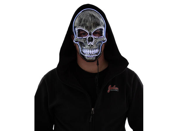 LED Maske - Skalle - Hvit 1maske med LED lys - 2xAA batt ikke inkl