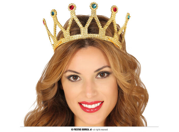 Minikrone i gull m/stener 1 Krone i PVC m/strikk 