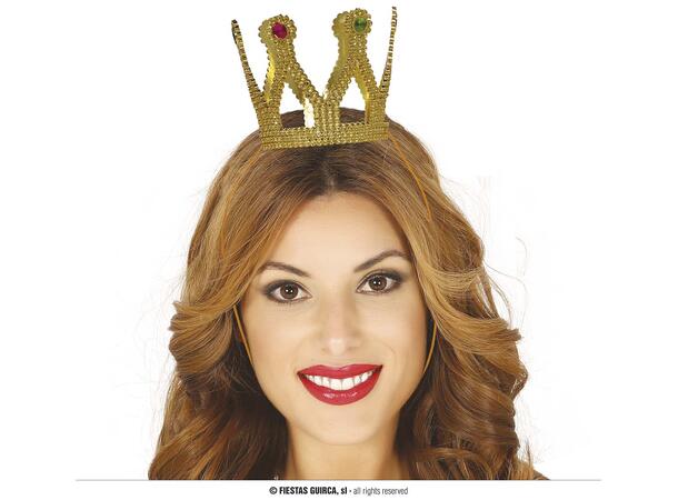 Minikrone i gull m/stener 1 Krone i PVC m/strikk 