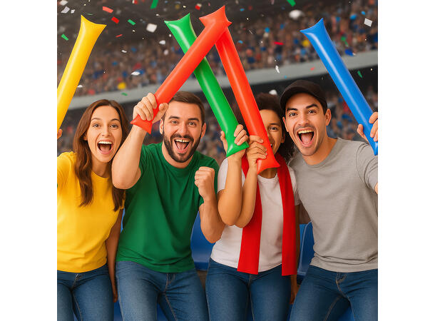 Oppblåsbare noisemakers - 4 ass farger 2 staver i ass farger 