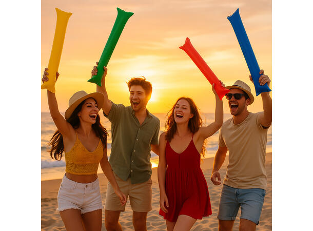 Oppblåsbare noisemakers - 4 ass farger 2 staver i ass farger 