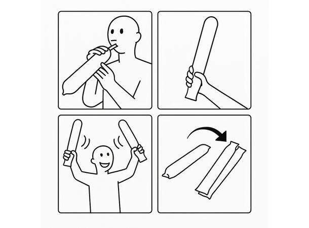 Oppblåsbare noisemakers - 4 ass farger 2 staver i ass farger 