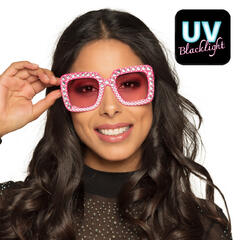 Partybriller - Bling - Rosa UV m/Stener 1 Par briller i plast