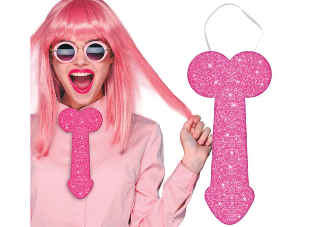 Penisslips - Dame - Rosa glitter 1 Slips i polyester m/Strikk - 30cm 