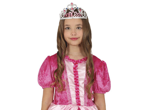 Tiara - Sølv m/stener - "Princess" 1 Tiara til barn i PVC 