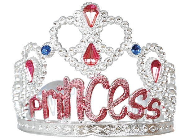 Tiara - Sølv m/stener - "Princess" 1 Tiara til barn i PVC 