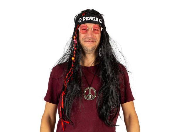 Utkledningssett - Hippie 3 deler - Pannebånd, briller, kjede
